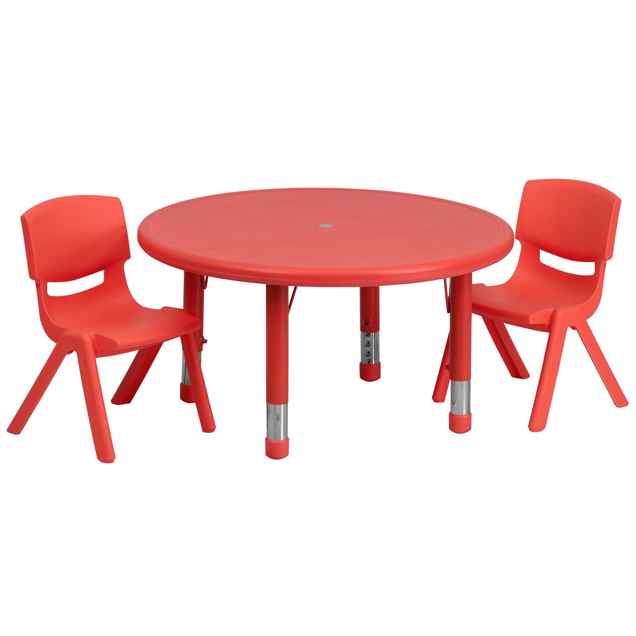 Emma and Oliver 33" Round Plastic Height Adjustable Activity Table Set with 2 Chairs